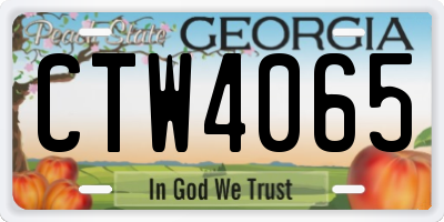 GA license plate CTW4065