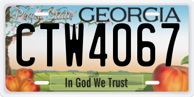 GA license plate CTW4067