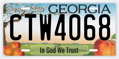 GA license plate CTW4068