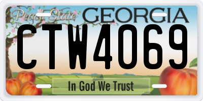 GA license plate CTW4069