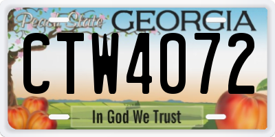 GA license plate CTW4072