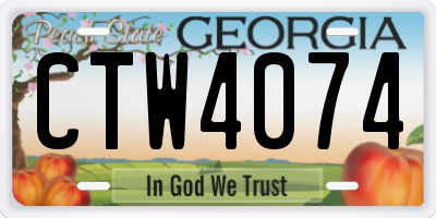 GA license plate CTW4074