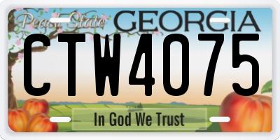 GA license plate CTW4075