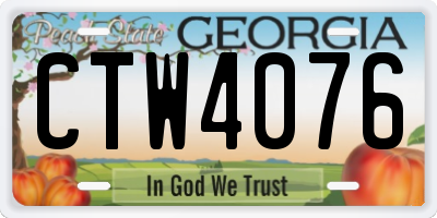 GA license plate CTW4076