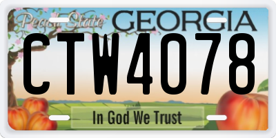 GA license plate CTW4078