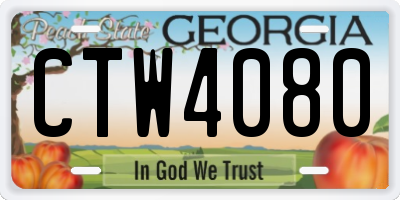 GA license plate CTW4080