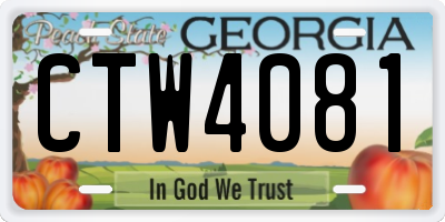 GA license plate CTW4081
