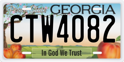 GA license plate CTW4082
