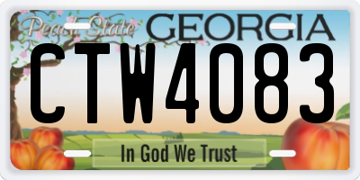 GA license plate CTW4083