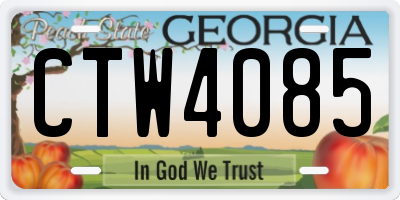 GA license plate CTW4085