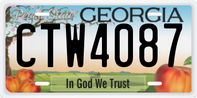 GA license plate CTW4087