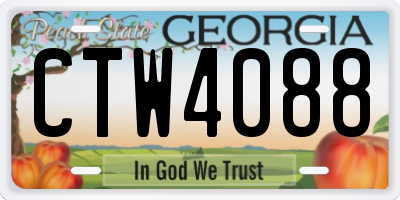 GA license plate CTW4088