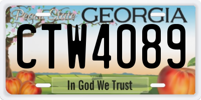 GA license plate CTW4089