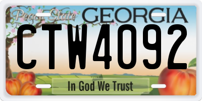 GA license plate CTW4092