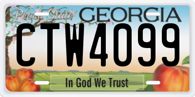 GA license plate CTW4099