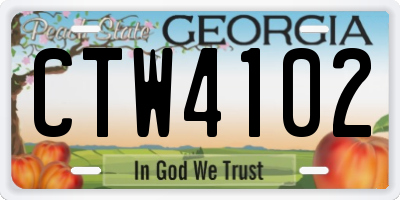GA license plate CTW4102