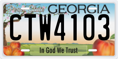 GA license plate CTW4103