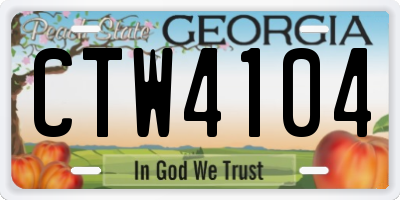 GA license plate CTW4104