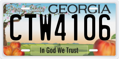 GA license plate CTW4106