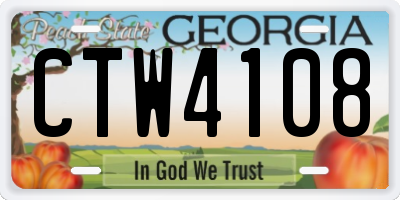 GA license plate CTW4108