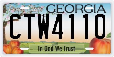 GA license plate CTW4110