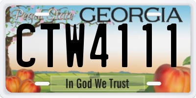 GA license plate CTW4111