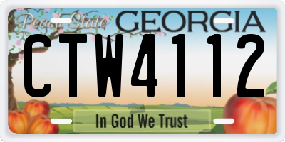 GA license plate CTW4112