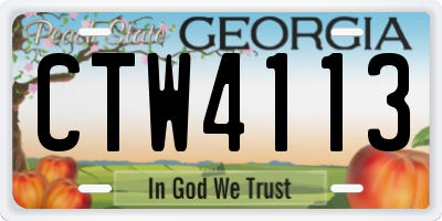 GA license plate CTW4113