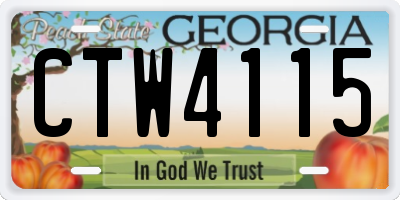 GA license plate CTW4115