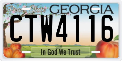 GA license plate CTW4116