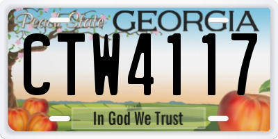 GA license plate CTW4117