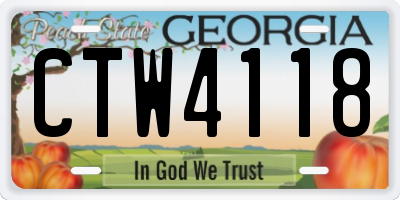 GA license plate CTW4118