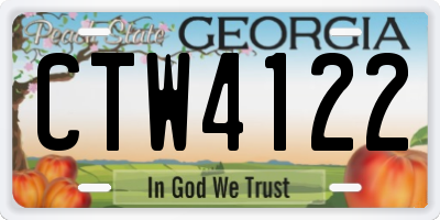 GA license plate CTW4122