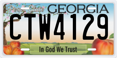 GA license plate CTW4129