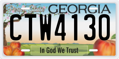 GA license plate CTW4130