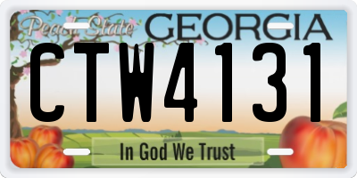 GA license plate CTW4131