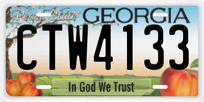 GA license plate CTW4133