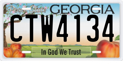 GA license plate CTW4134