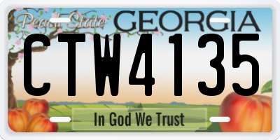 GA license plate CTW4135