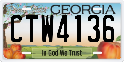 GA license plate CTW4136