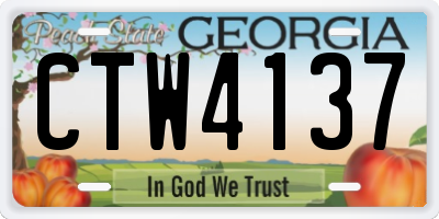 GA license plate CTW4137