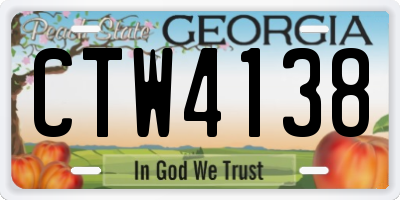 GA license plate CTW4138