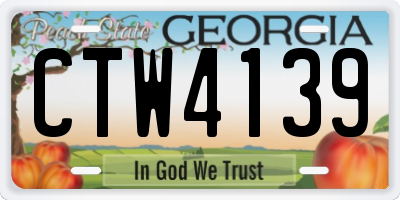GA license plate CTW4139