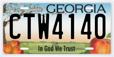 GA license plate CTW4140