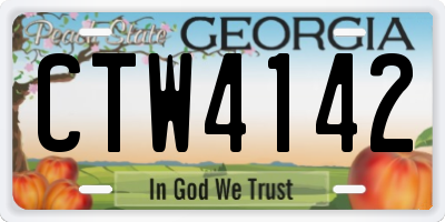 GA license plate CTW4142