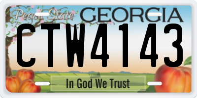 GA license plate CTW4143