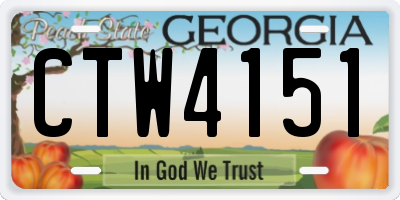GA license plate CTW4151