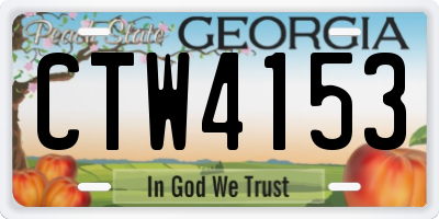 GA license plate CTW4153