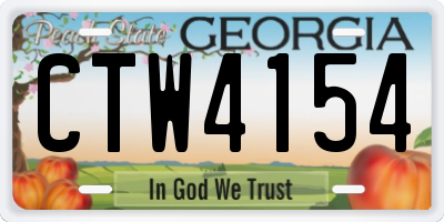 GA license plate CTW4154