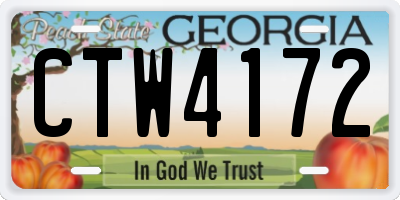 GA license plate CTW4172